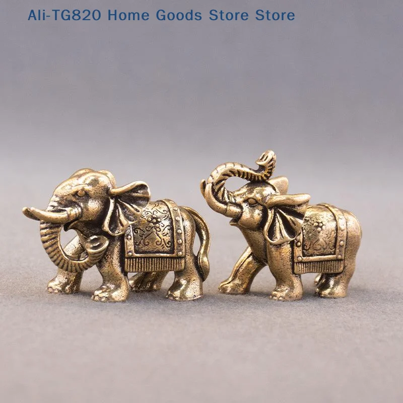 [TG820] Elefante de la Suerte de Cobre, Pequeños Adornos, Figura Miniatura de Elefante de Latón, Estatua de Animal de Bronce Antiguo