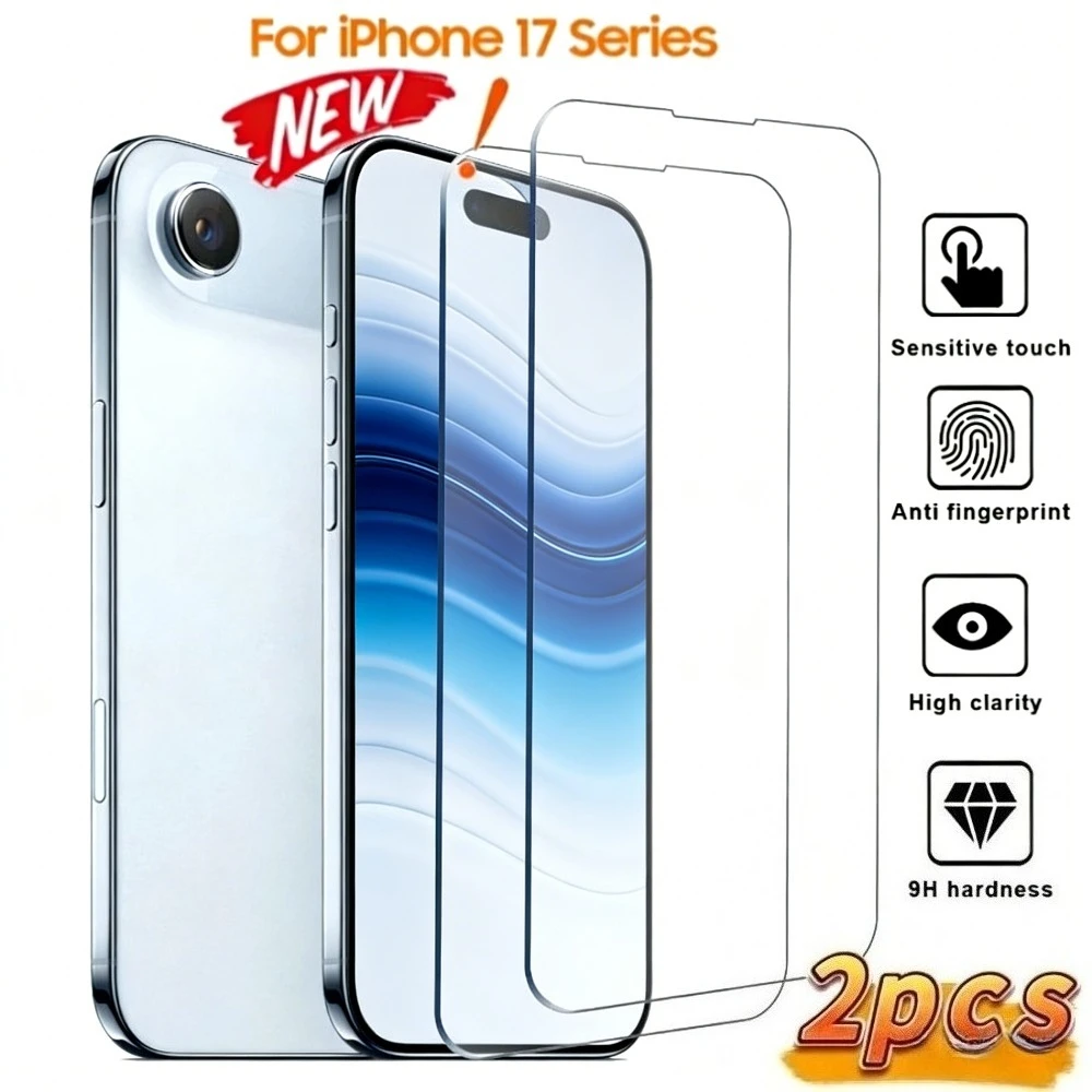 

2 шт. ультра прозрачное закаленное стекло для iPhone 17 16 15 Pro Max Air 15 16 Plus Защитная пленка для экрана iPhone 14 13 12 11 Pro XR XS Max