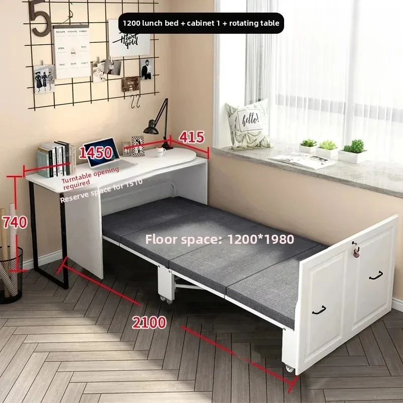 Multifunctional Study Living Room Invisible Bed Cabinet Desk Bookcase Integrated Dual-Purpose Balcony Folding Bed Retractable image 3
