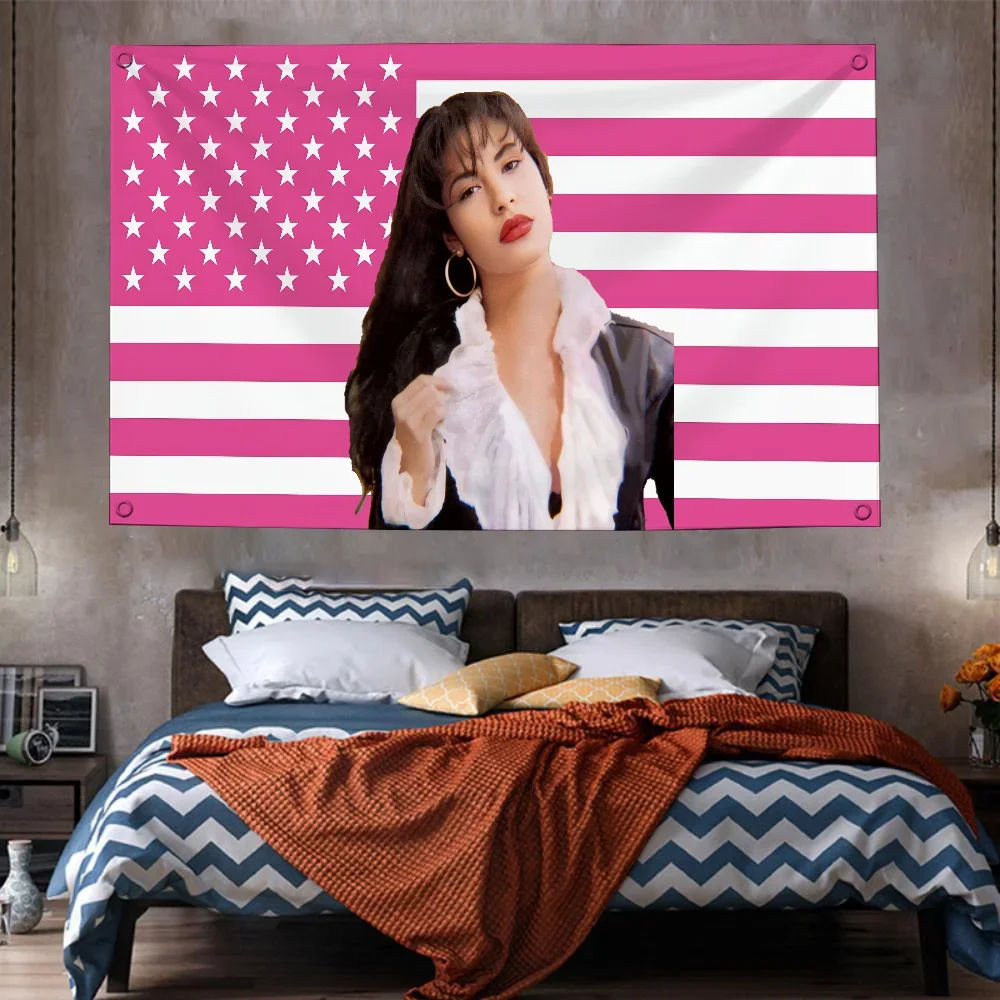 3X5 FT American Singer and Actress Selena Quintanilla Custom Flag to Hang Outdoor Decorations Decorative Flags for Rooms Home