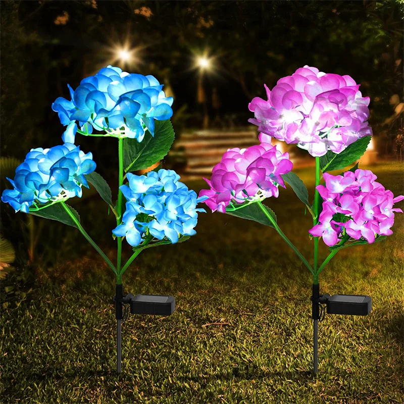 

Simulation Hydrangea Insert Outdoor Garden Decoration Villa Courtyard Lawn Solar Lamp