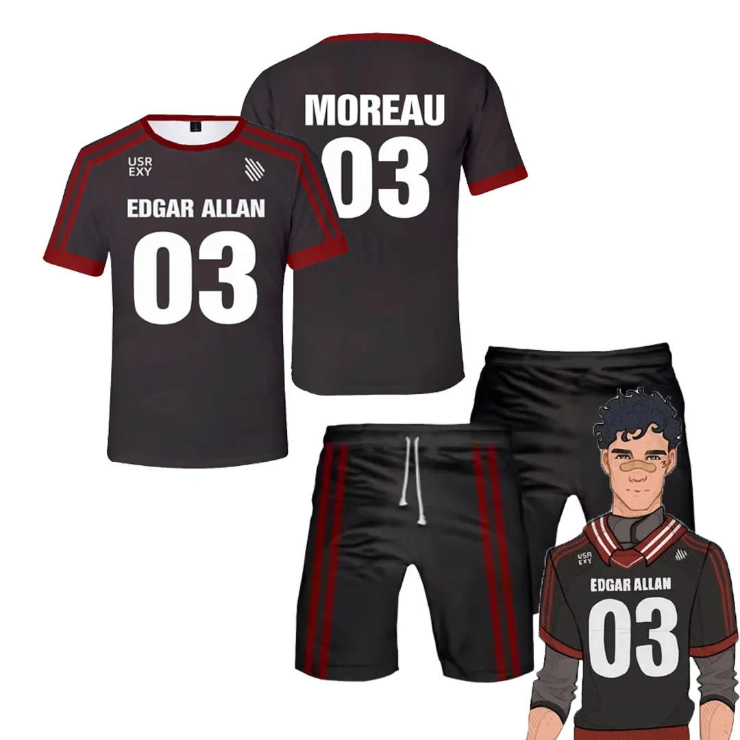 

Edgar Allan Moreau Jersey Cosplay T-shirt Shorts Set 3D The Foxhole Court Print Tees Suit Summer Men Women Y2k Tracksuit Outfits