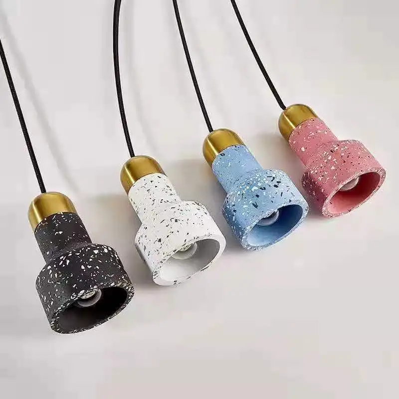 Vintage Nordic Terrazzo Pendent Lamp Bedroom Bedside Chandelier Japanese Creative Designer Restaurant Small Chandelier Droplight