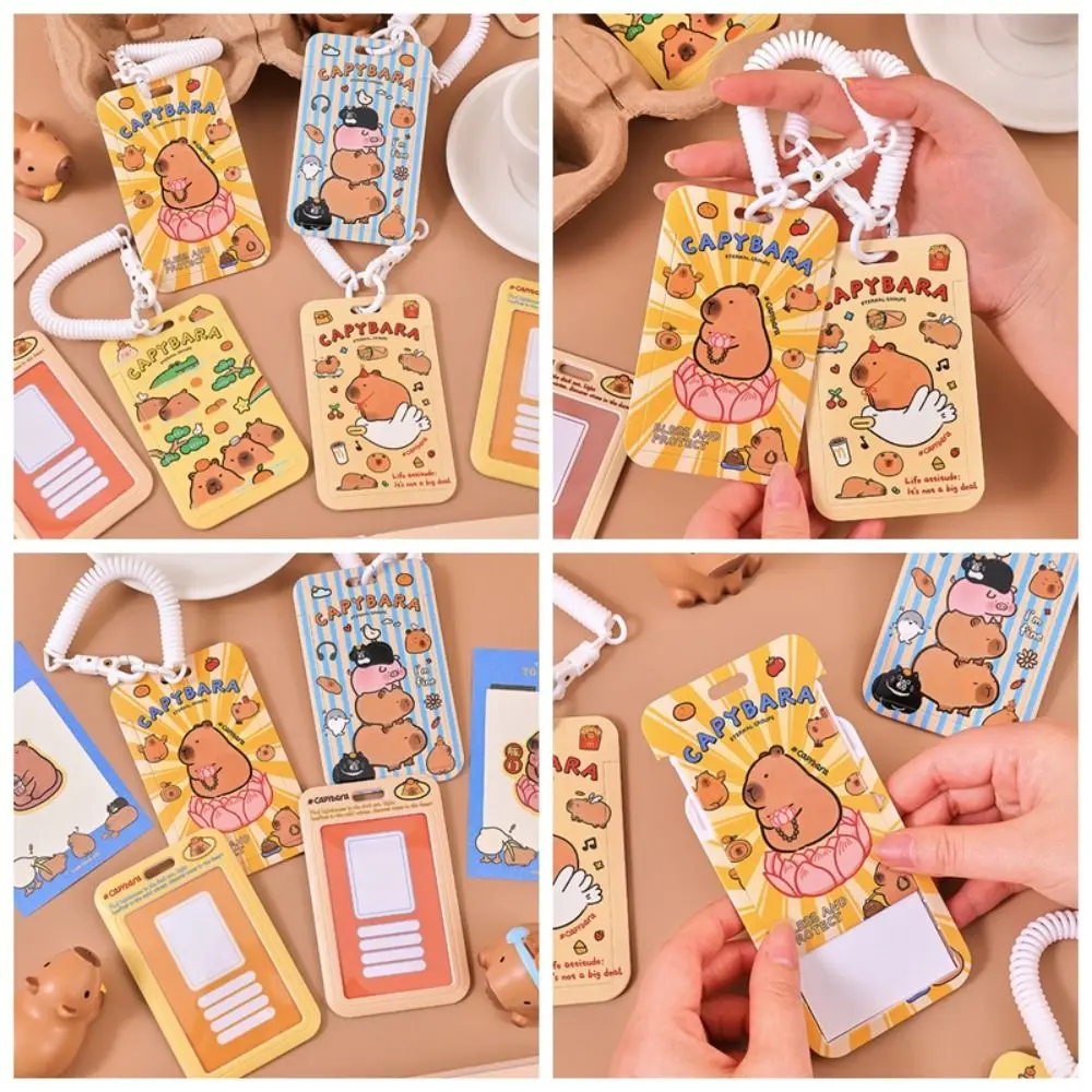 Cartoon Animal Capybara Card Holder Plastic Korean Style Capybara Bus Card Cover with Lanyard Card Access Control