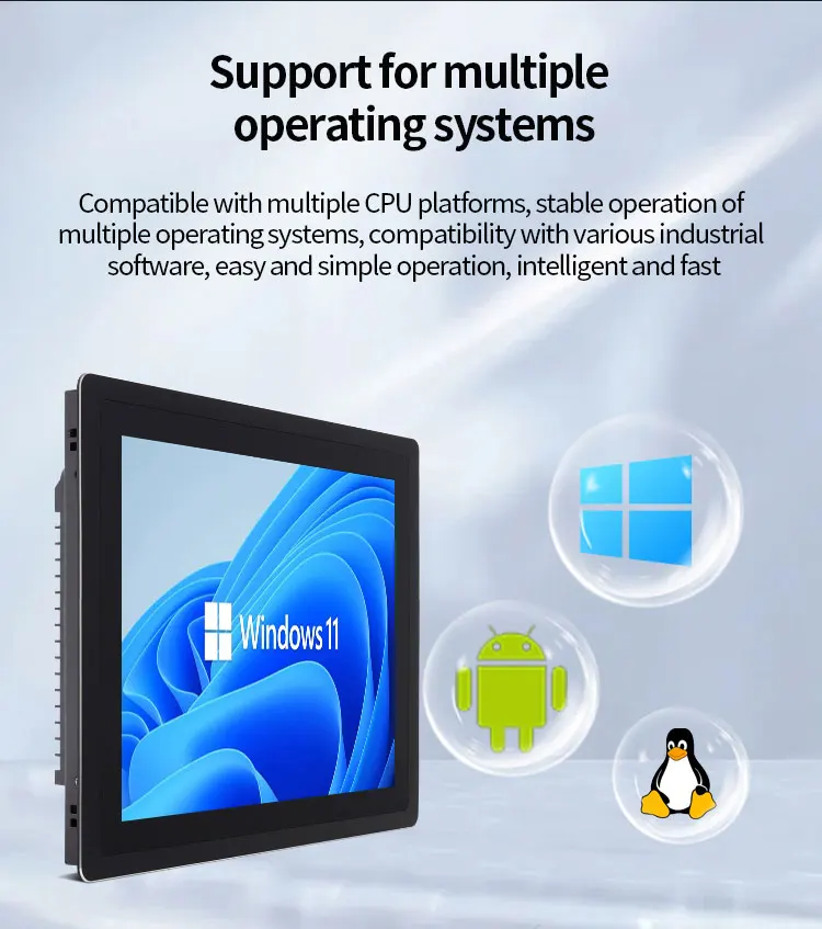 13.3 15.6 21.5 Inch Fanless Embedded Industrial Touches Panel Pc I3 I5 I7 RS232 RS485 GPIO Touch Screen All in One Industrial PC