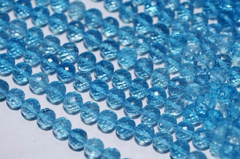 

6A Topaz round faceted blue 4-5mm wholesale for DIY jewelry necklace 25cm nature LOOSE BEADS 1STRING
