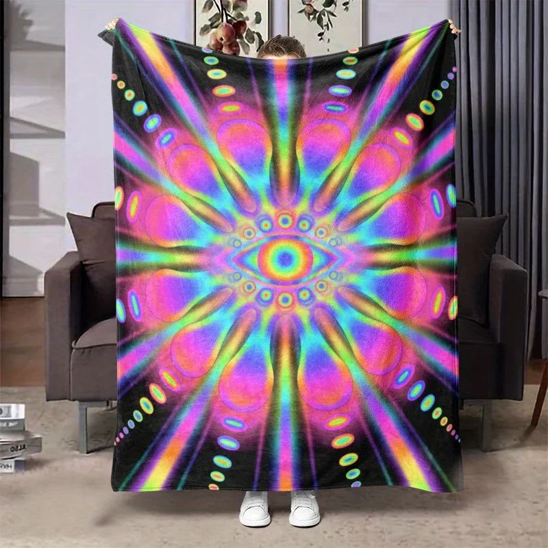 

pc Vibrant Mandala Pattern Flannel Blanket Soft Warm and Cozy AllSeason Throw with Intricate Blue Pink Yellow and Green
