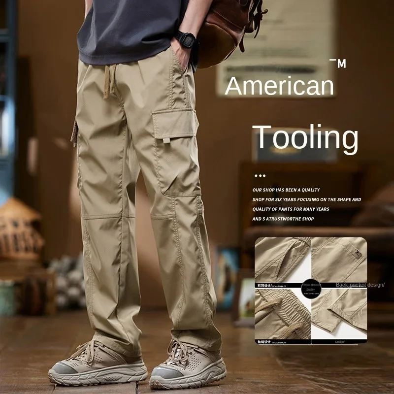 Paratroopers Pants Workers Tide Men's Summer Summer Skin American Tide Straight Casual Cold Sports Sports Big Pocket Big Pocket