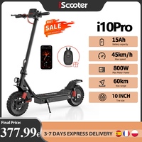 iscooter i10pro Electric Scooter 10 Inch Tire 800W 48V 15Ah Foldable eScooter Max speed 45km/h Range 60KM Kick Scooter With App