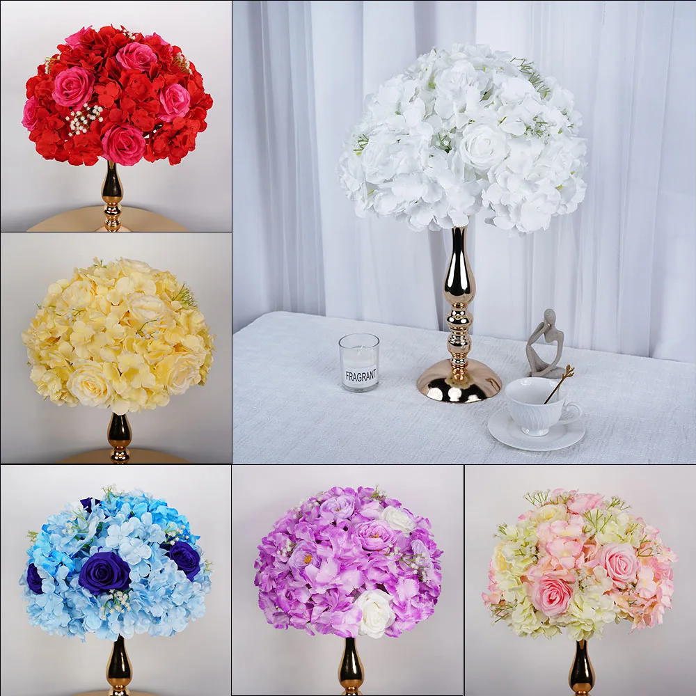 

Artificial Flower Ball Hydrangea Rose Garland Wreath Party Wedding Centerpieces Table Decoration Road Lead Floral Ball Display