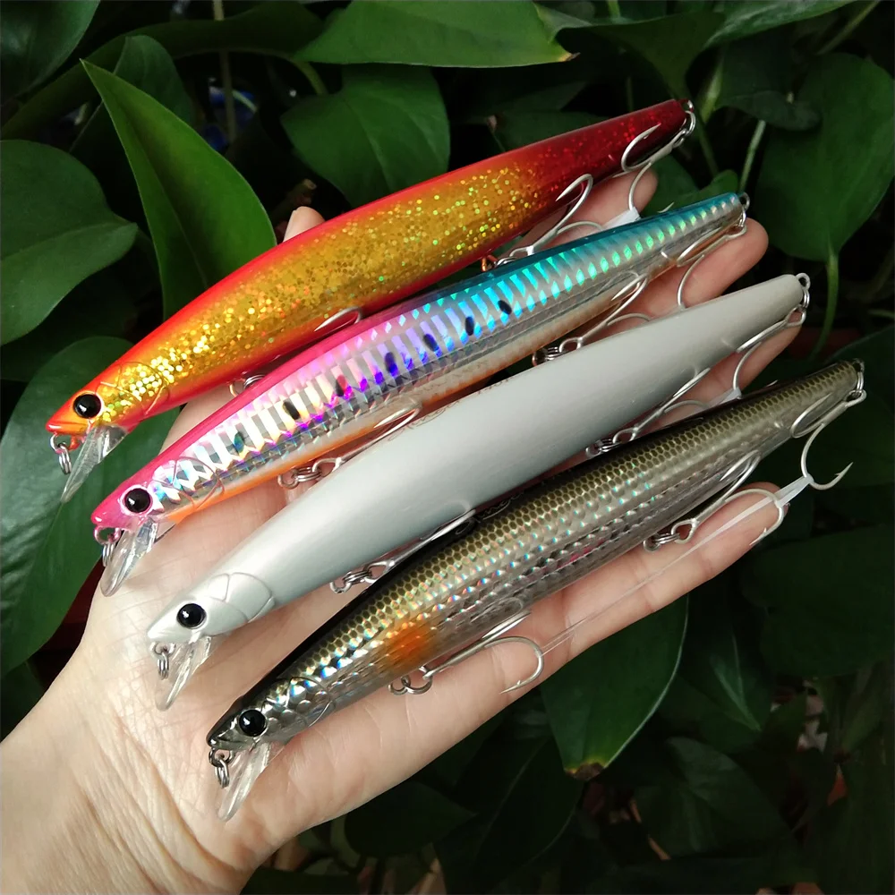 

TSURINOYA 4pcs Ultra-long Casting Floating Minnow STINGER 140mm 24g Artificial Large Hard Bait Tungsten Weight Sea Fishing Lure