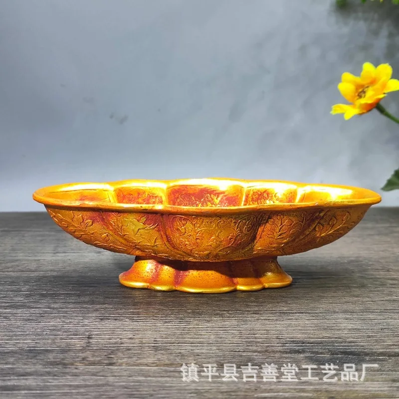 

Vintage Gold-Plated Offering Water Bowl for Buddha, Western Buddha Statue Water Purification Cup, Holy Water Cup, Zhentian Year-