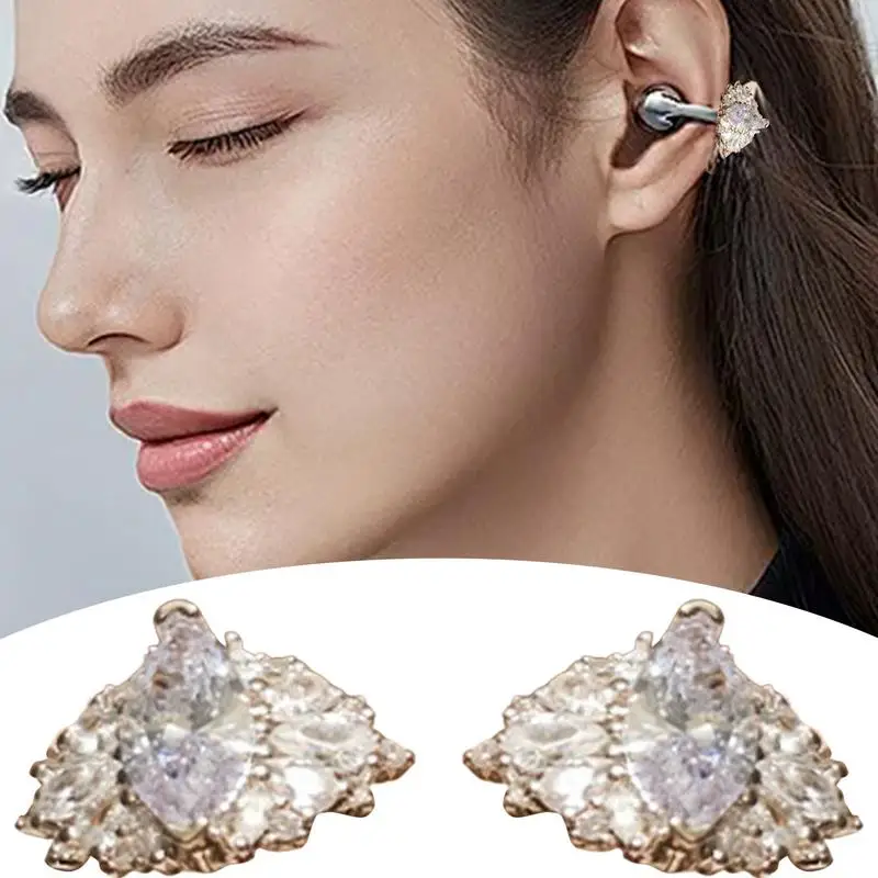 Открытые вкладыши для ушей со стразами, клипсы для наушников, стразы в форме банта, изысканные украшения для наушников с открытыми ушами, ювелирные изделия для школы