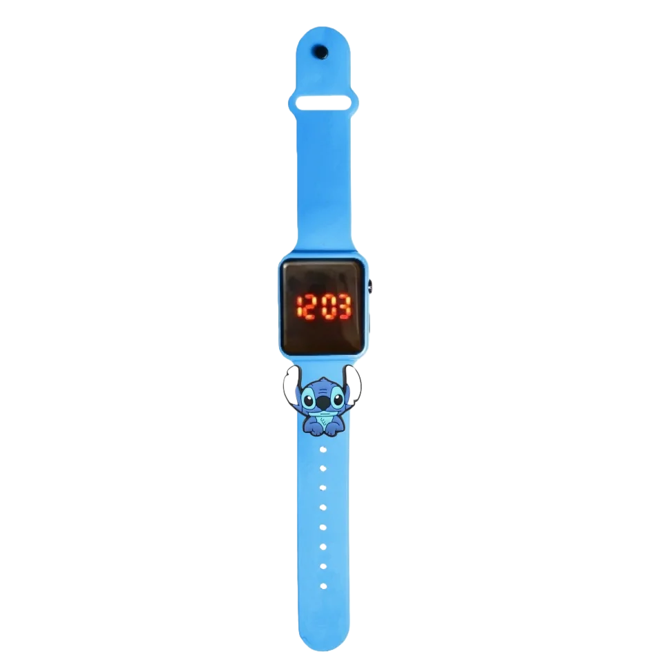Jam Tangan Anak Stitch Jam Tangan Modis Kartun Jam Tangan Tampilan LED Digital Elektronik Jam Tangan Anak Hadiah Liburan Tahan Air