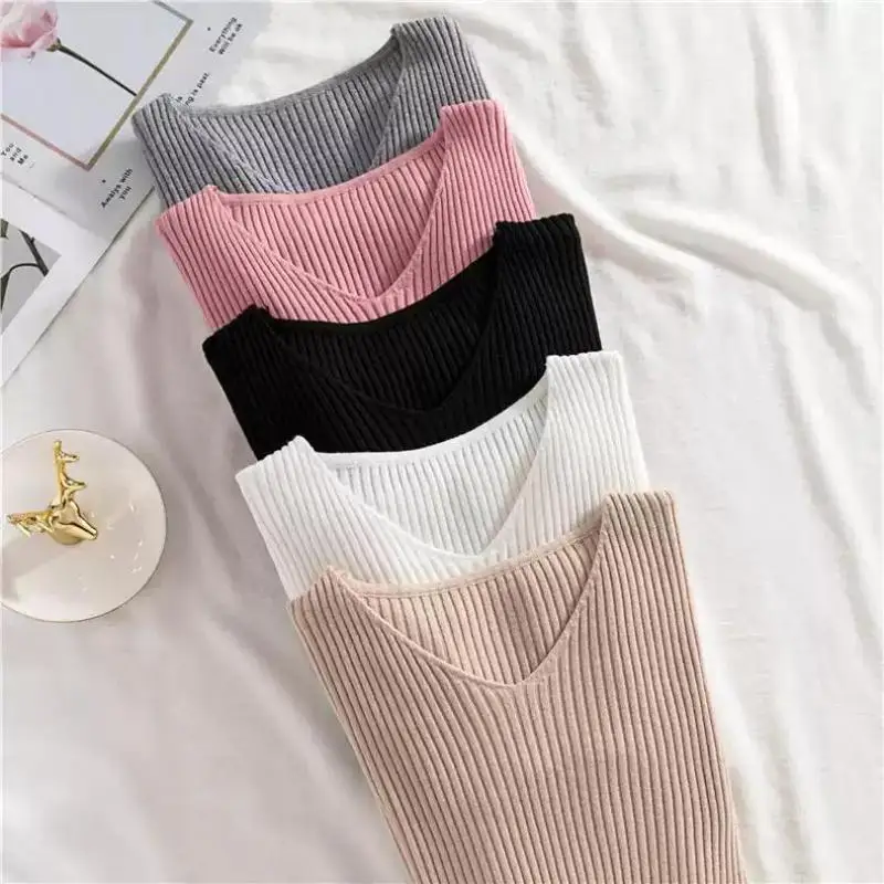 Autumn Winter Women Sweaters Casual Long Sleeve Knitted Pullover Sweater Femme Basic Solid Jersey Tops Fashion Clothes 2024