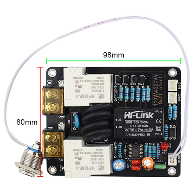 Imagem -02 - Interruptor para Amplificador de Alta Potência 2000w Fonte de Alimentação Placa de Arranque Suave Prensa Leve Controlo Temperatural Duplo 220v