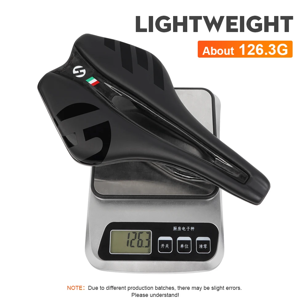 TOSEEK Full Carbon Saddle MTB/Road 143MM Bike Saddle Super Light Leather Carbon Cushions 126g Carbon Rails Bicycle Seat