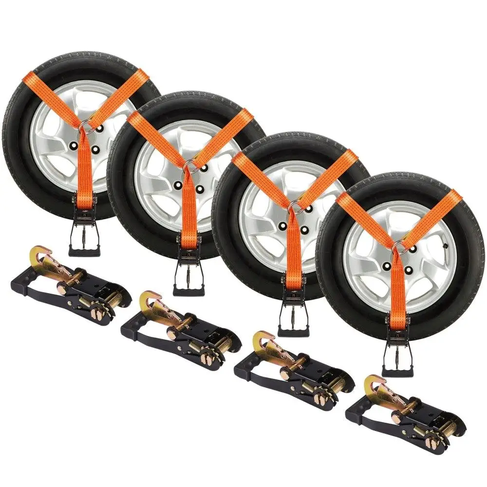 

Ratchet Tie Down Straps Kit, Lasso Style 2" x 120" Tire Straps, 5512 LBS Working Load, 11023 LBS Breaking Strength, Car Tie
