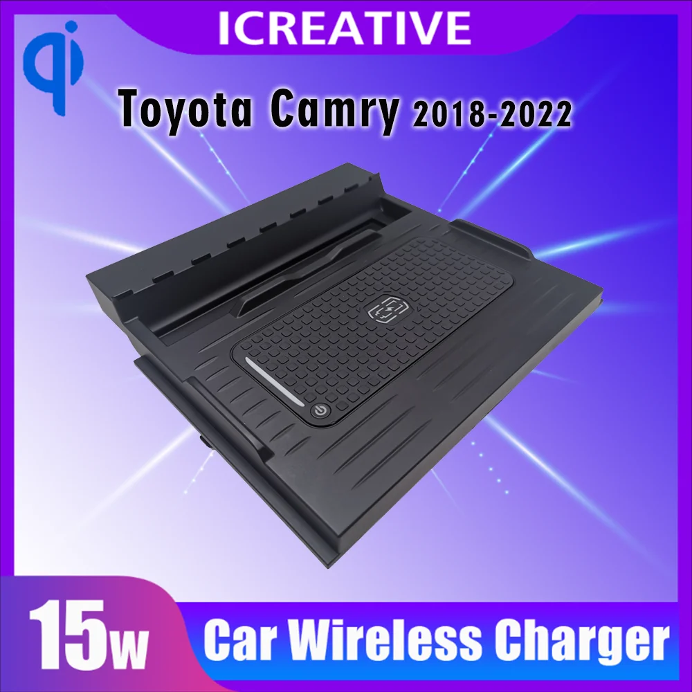 Car Vehicle Wireless Charger Pad For Toyota Camry 2018-2022 15W Qi Fast Charging  Auto Android Phone Iphone Holder Smart Plate