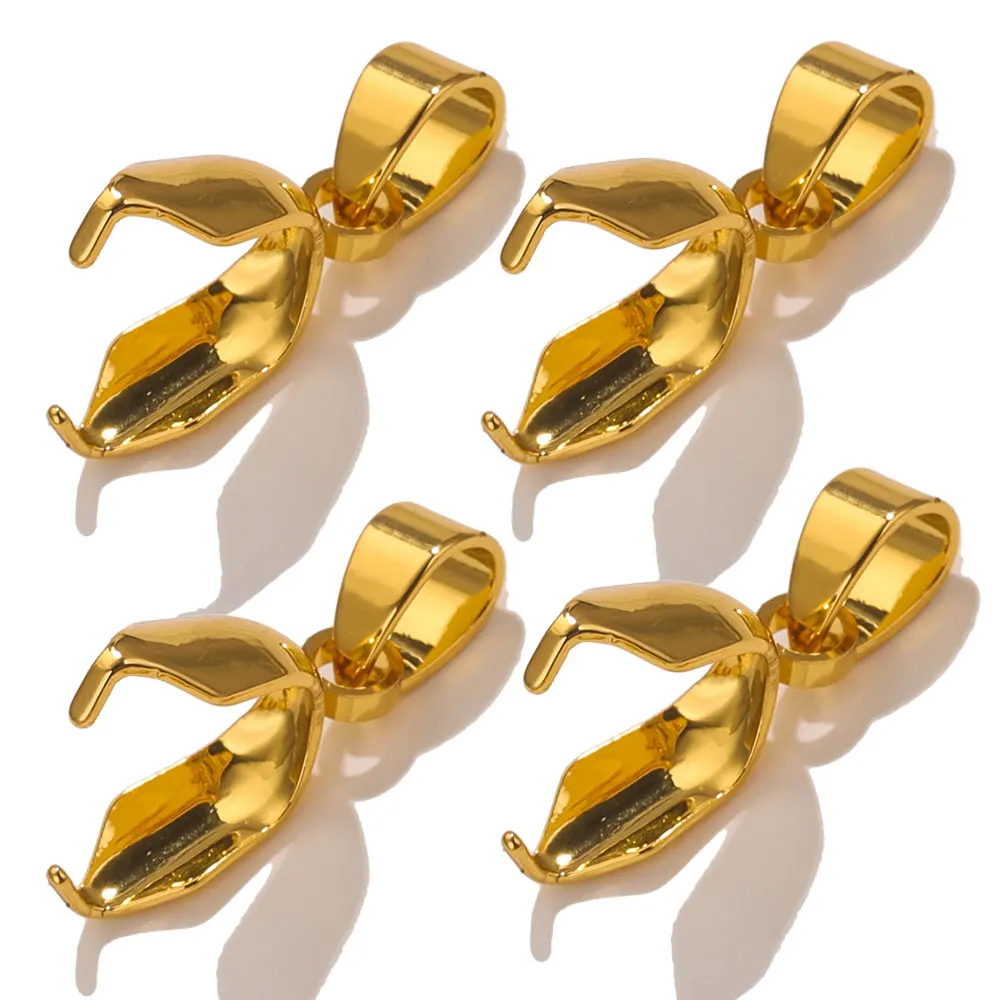 20pcs stainless steel Pendant Clasps Pinch Clip Bail Hooks Connector Steel Color Fermoir Connecteur Collier For Necklace DIY