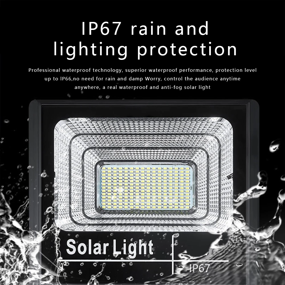 Solar powered 100W 200W ultra durable and bright indoor and outdoor courtyard lighting, IP67 waterproof solar floodlight.