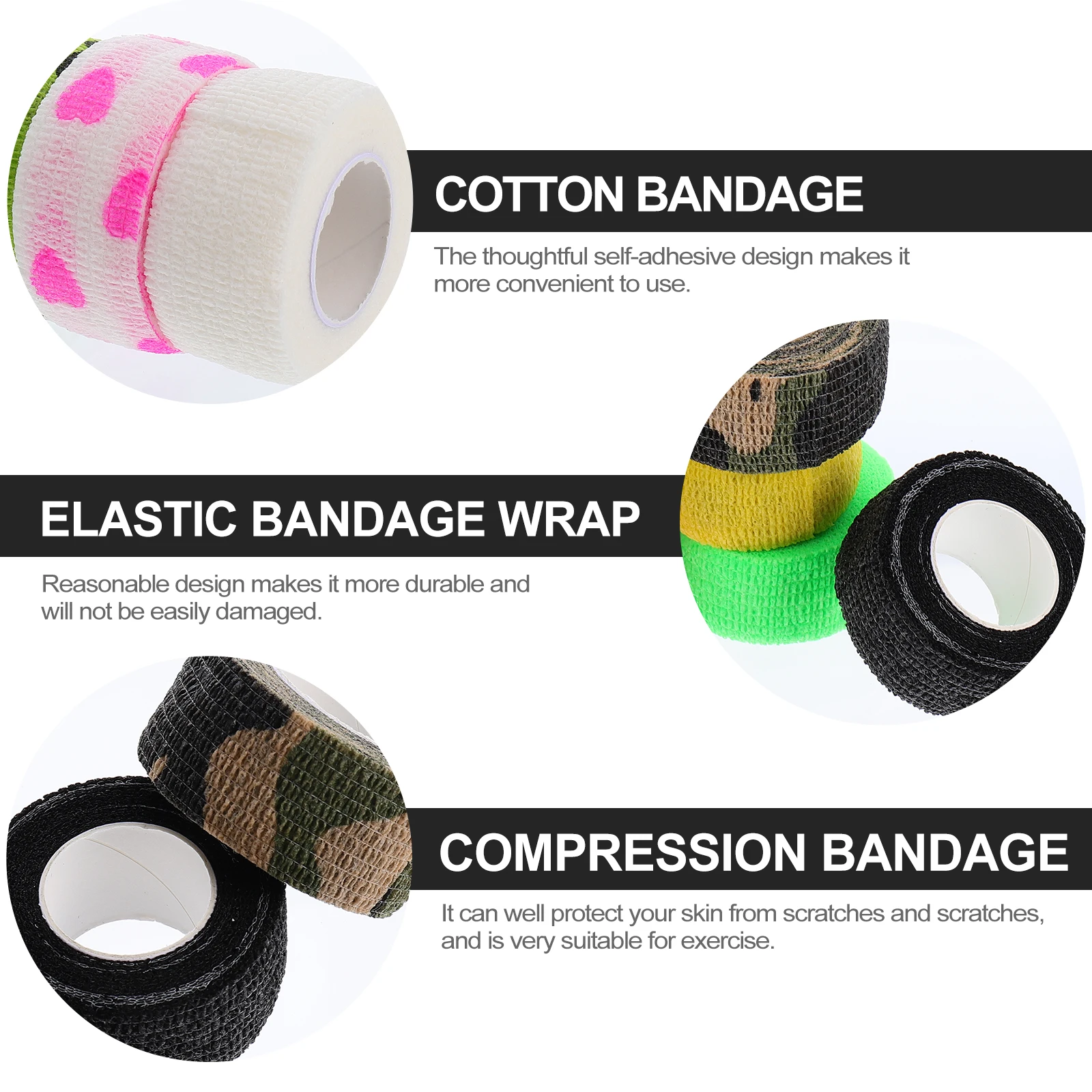 

10pcs Finger Bandages Protective Non-Woven Self-Adhesive Wrap Durable Sports Elastic Tape Cotton Compression Wrap For Exercise