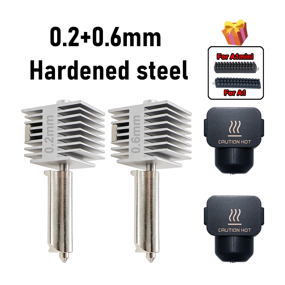 Verbessertes Hotend-Kit für Bambu Lab A2L/A1/A1 Mini All-in-One Hot-End-Baugruppe 0,2/0,4/0,6/0,8 mm gehärtete Stahldüse 3D-Drucker
