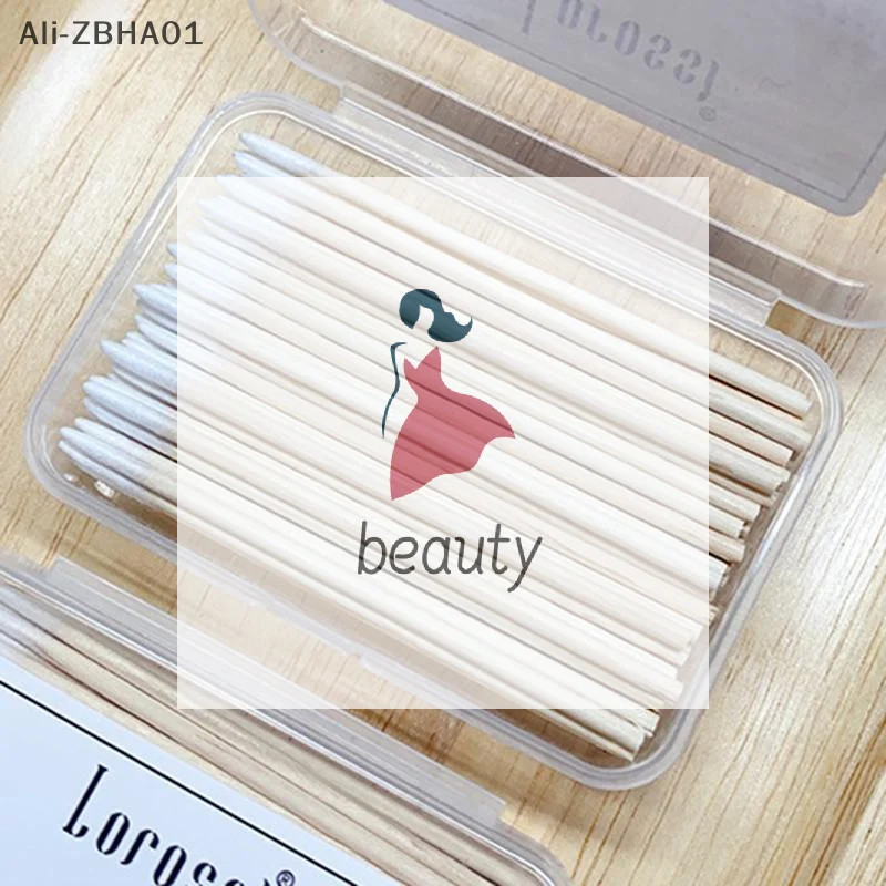 100 قطعة/صندوق التفاصيل مصحح مزيل طلاء الأظافر مانيكير أداة الأظافر مسحة خشبية تنظيف عصا برعم تلميح خشبية القطن رئيس مانيكير