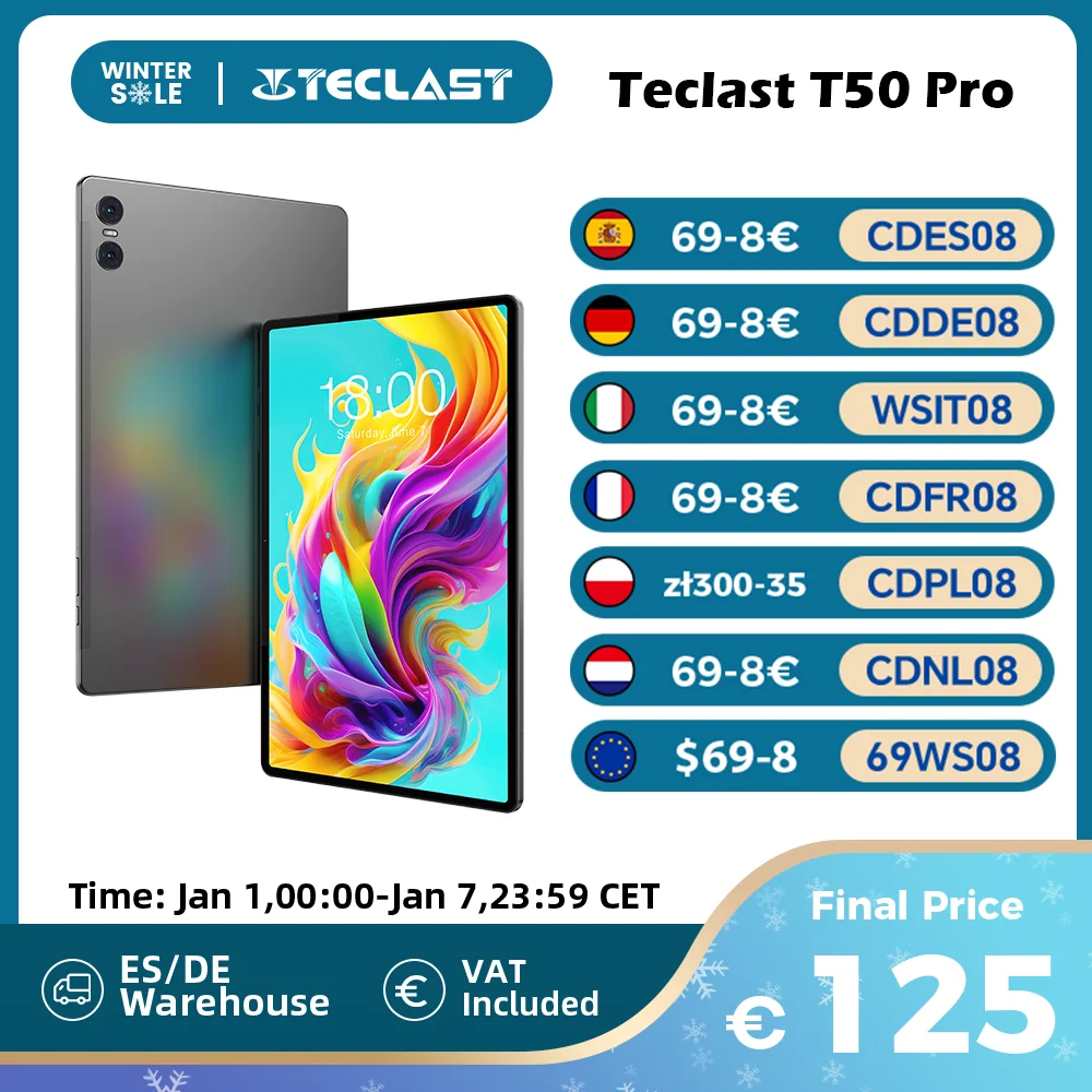 Teclast T50Pro MTK G99 Tablet 11 Inch 2K Display Max 16GB RAM 256GB ROM Android 13 8000mAh Fast Charging 4G LTE Face Unlock