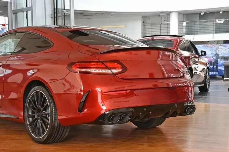 For 2015-2020 C Class C205 Couper Upgrade C43 AMG Diffuser With Exhaust Tip 5