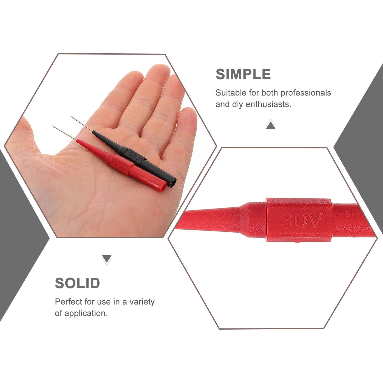 

6pcs Multimeter Probes 0.7mm Copper Needles Red Angles Each Test Leads Accessories Electrical Systems Instruments