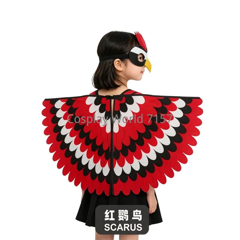 Rainbow Felt Phoenix Bird Wings Mask Set Colorful Feather Wing Costume Unisex Halloween Carnival Masquerade Cosplay Dress Up - view 5