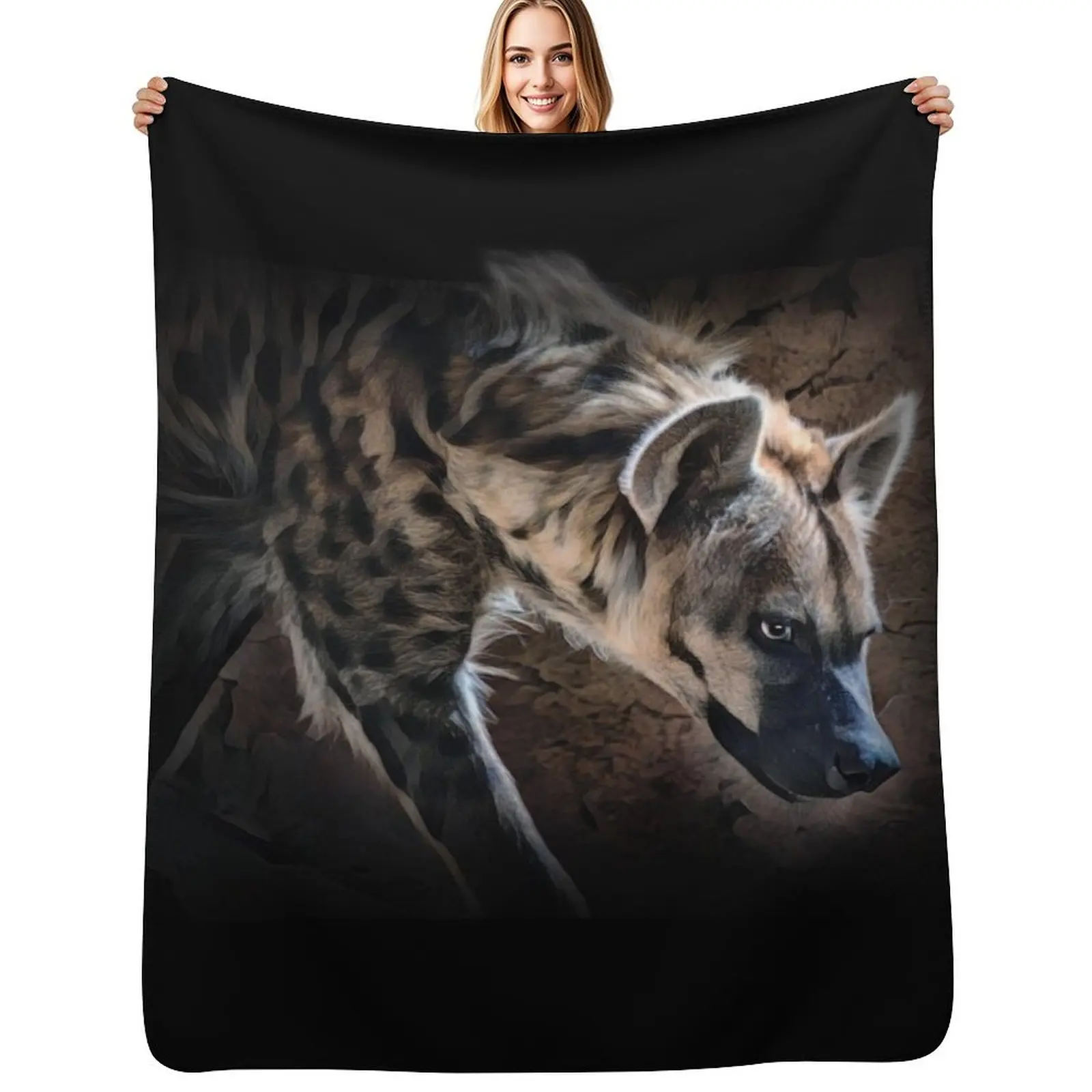 

Spotted Hyena In Shadows Throw Blanket Cozy Throw Blanket for Bed Sofa Chair
