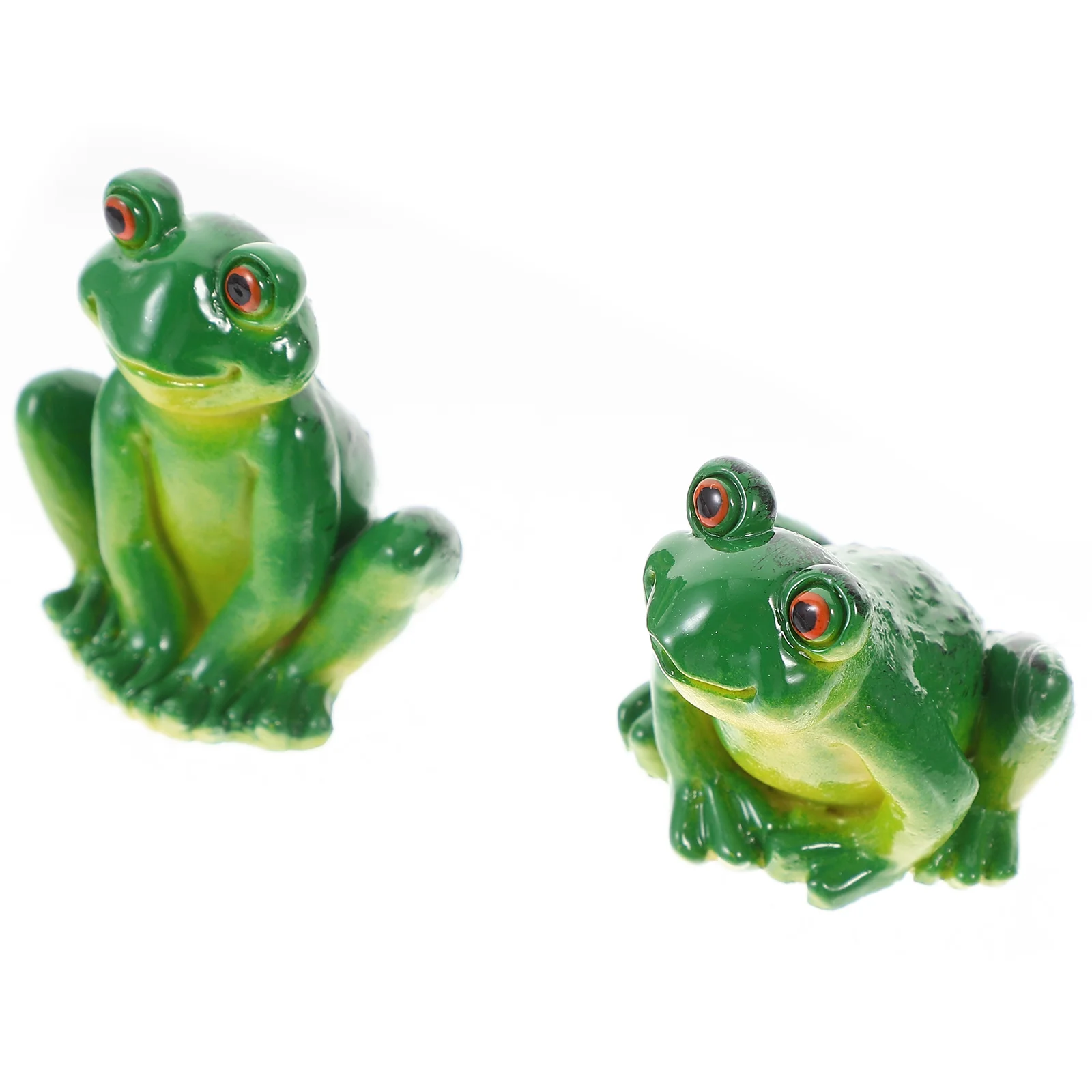 

2 Pcs Garden Frog Ornament Desktop Decorations Statue Shaped Adornments Micro Landscape Resin Figurine Modeling