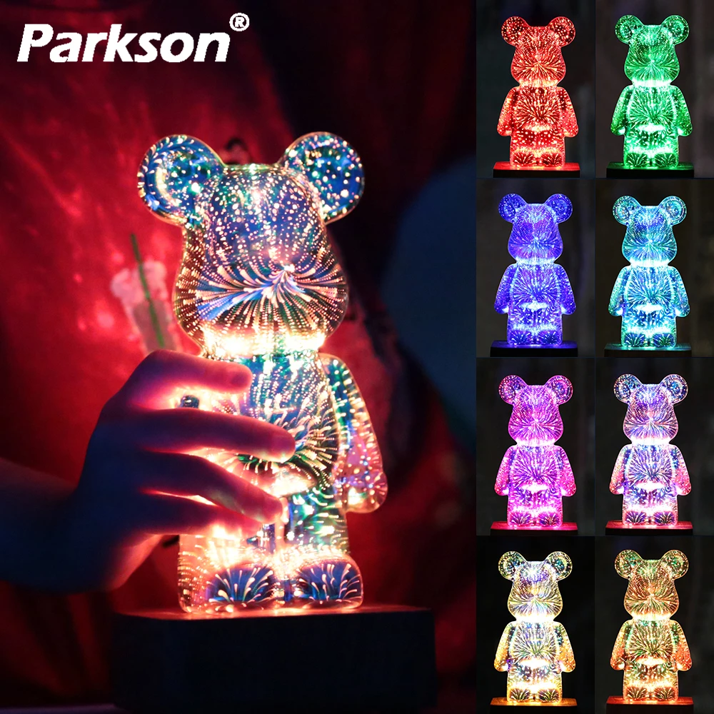 

LED 3D Firework Bear DIY Light Color Changeable Night Ambient DIY USB LED Projector For Bedroom Home Room Birthday Kids Gift
