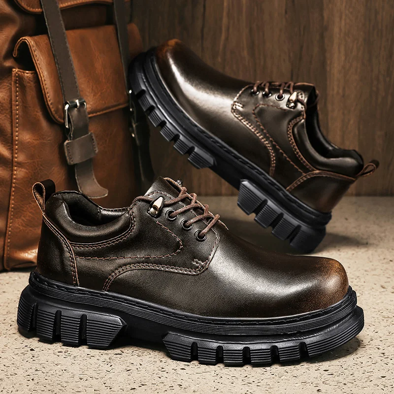 

Men's Casual Shoes Four Seasons Handwork Comfort Outdoor Work Shoes Fashion Upscale Youth Tide Shoes Business Party Leather Shoe