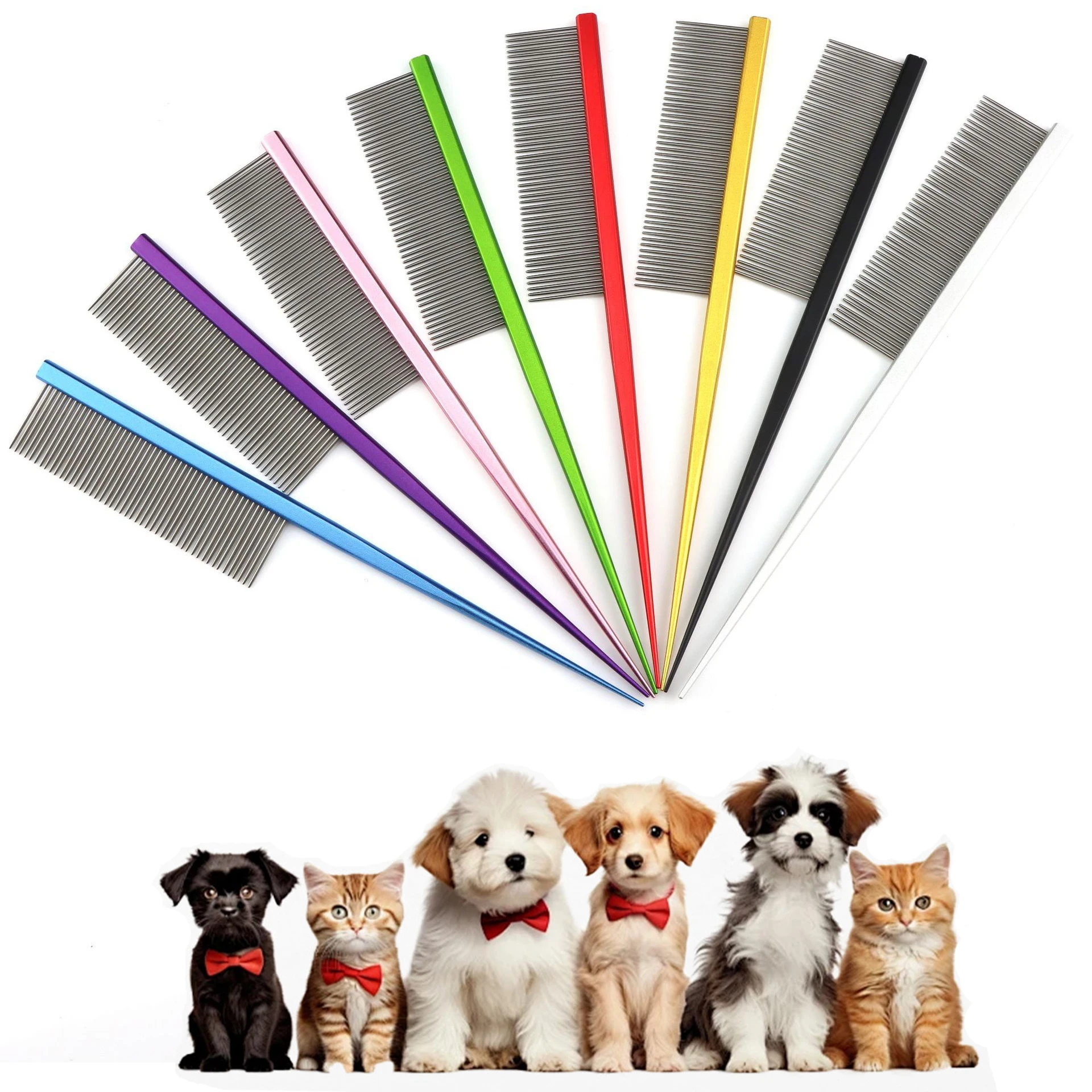 Puppy Grooming Comb Groomer For Dog Metal Groomer Pets Combs Hairbrush Cat Dog Grooming Combs Sharp Tail Row For Dog and Cat