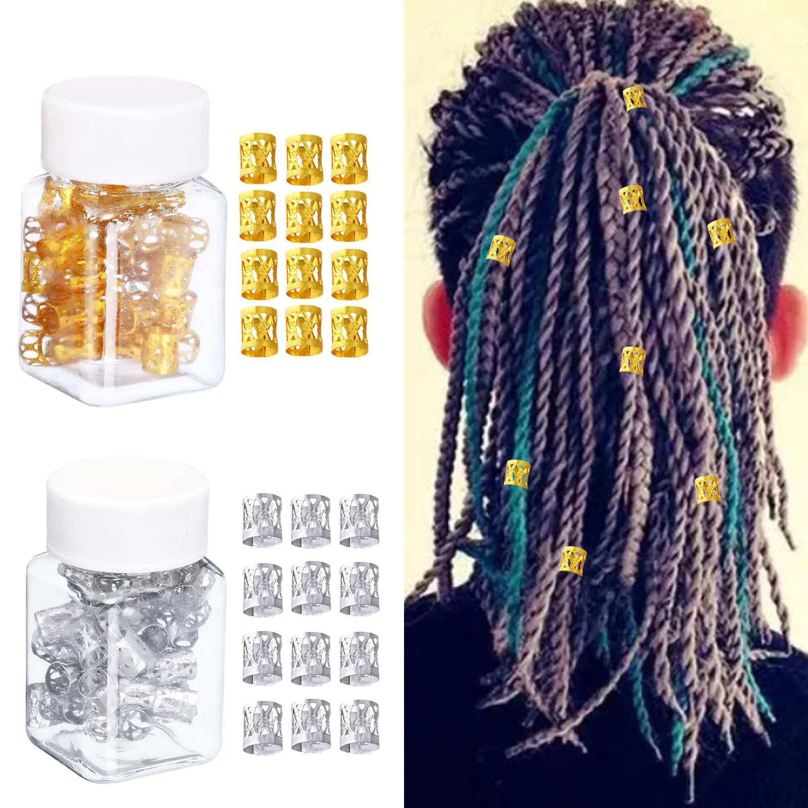 100 Pieces Dreadlocks Beads Hair Braid Hair Jewelry Rings for Hair Accessory