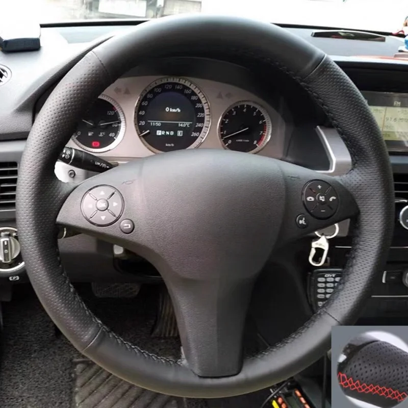 

Car Steering Wheel Cover Black Artificial Leather Car Steering Wheel Cover for Mercedes-Benz C180 C200 C350 C300 Car Accessories
