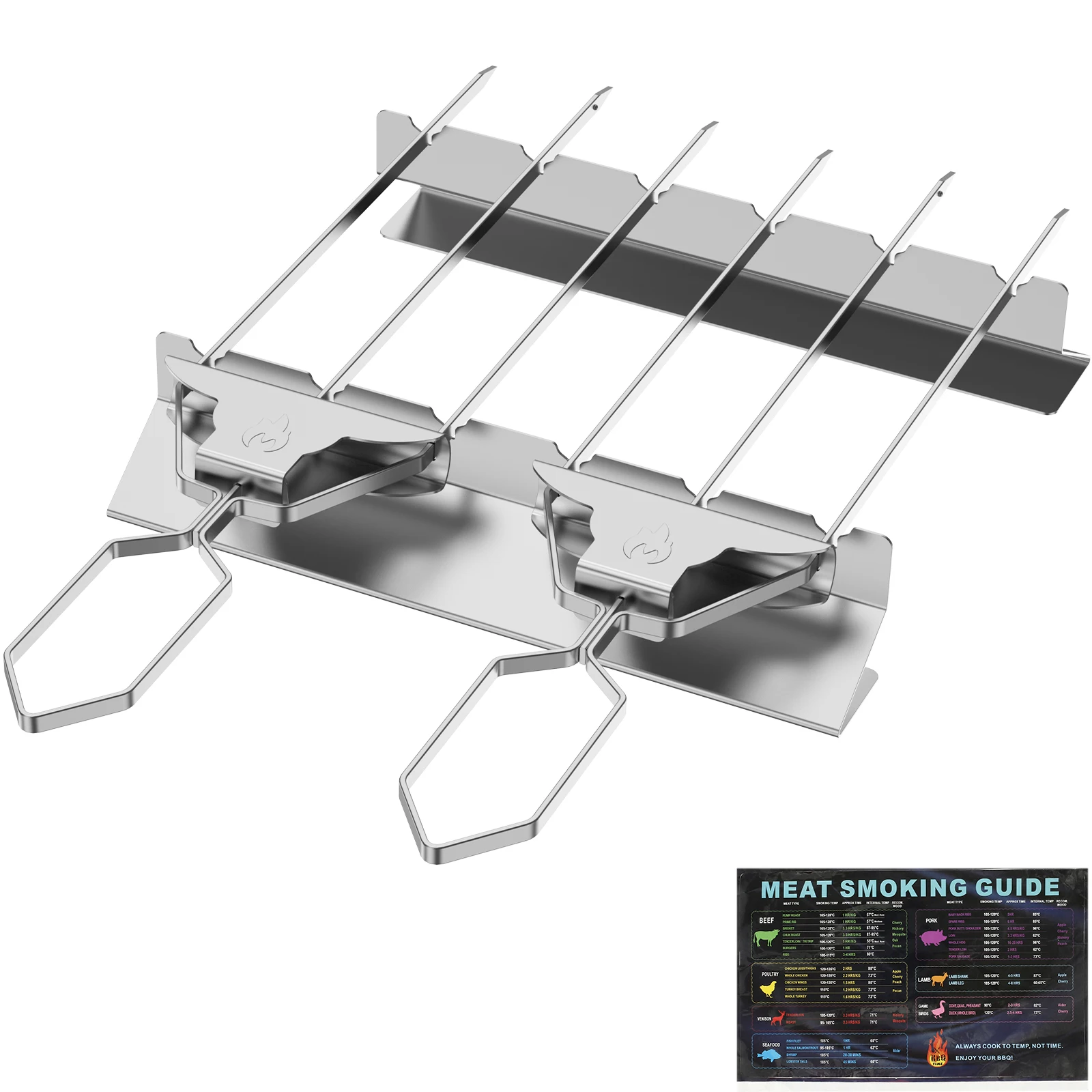 

Kabob Skewers Set with Oil Brush Barbecue Chart and Holder Stainless Steel 3 Way Grill Skewers 3 Prongs Grilling Skewers Set