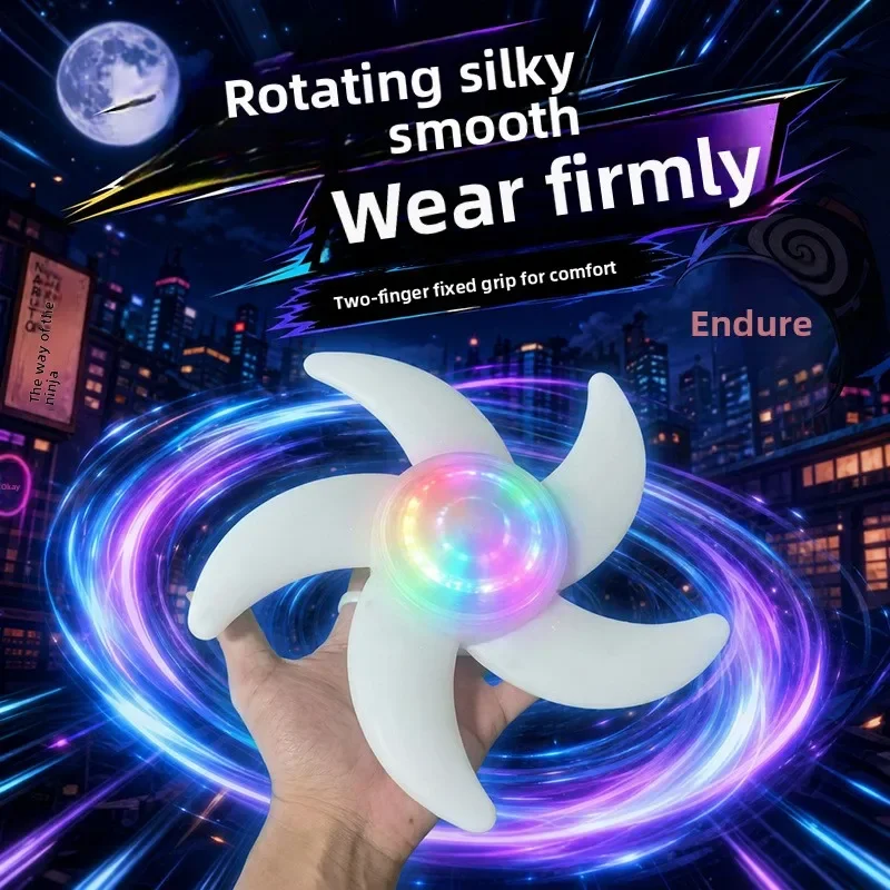 Rechargeable LED Spiral Light Blade Auto Rotating 7 Color Flashing Light with Music Handheld Fidget Rotor for Party Cosplay Gift