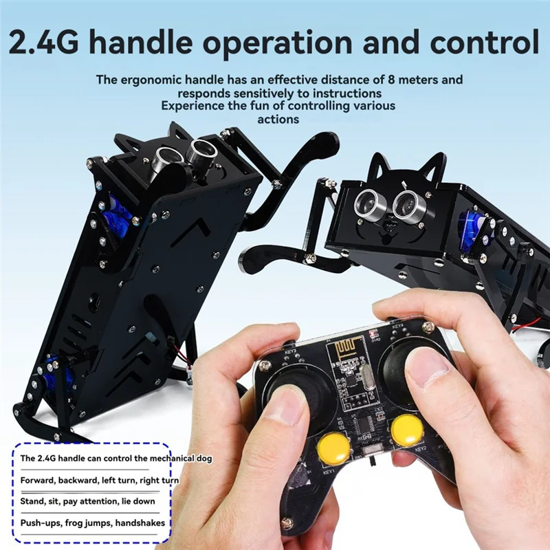 ABMF-четырехногий робот для собак, интеллектуальный программируемый пульт дистанционного управления, механический электронный электронный комплект для собак, домашнее животное, сделай сам, вилка США