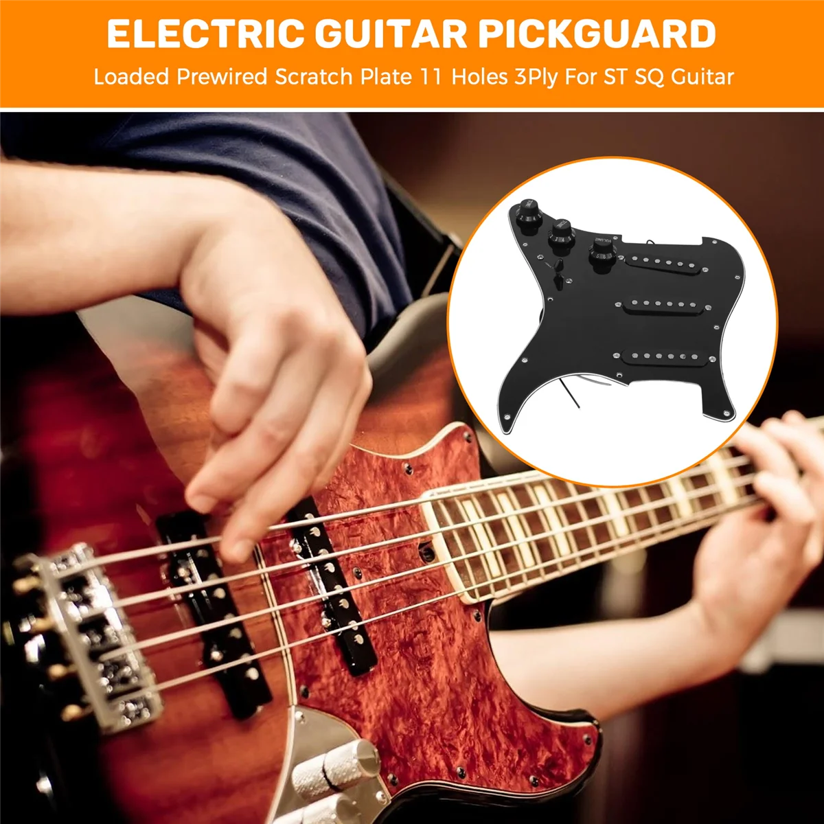 Single Coil SSS E-Gitarre Schlagbrett Pickup Loaded Prewired Scratch Plate 11 Löcher 3Ply für ST SQ Gitarre