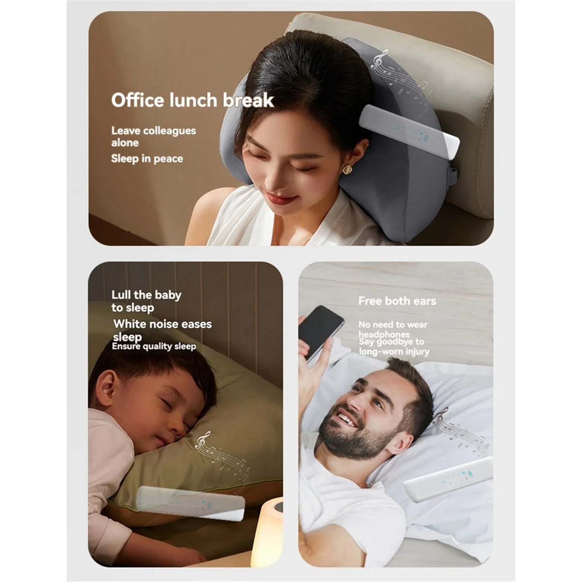 

AA91 Bluetooth Sleep Sound Machine Bone Conduction Speaker Pillow Under White Noise Sleep Monitor Bluetooth Sleep Speaker