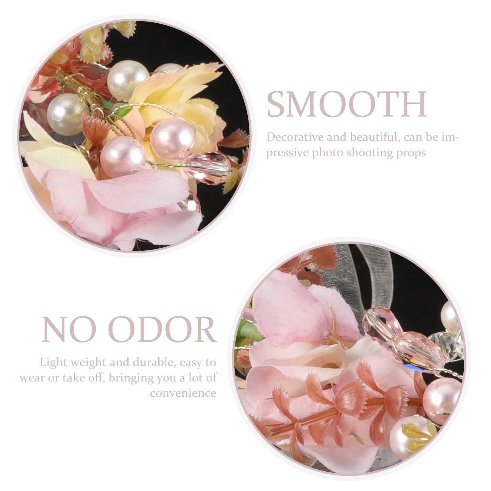 

Pearl Pink Wreath Flower Hair Accessories Headb Bride Bridal Headpieces Wedding Decorative Lightweight Durable Princess Birthday