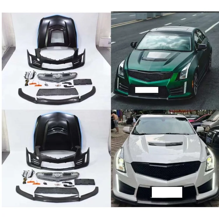 

For ATS Modified V Style New High Quality Auto Accessories Front Bumper Assembly Lip Engine Hood Fender Grille Body Kit