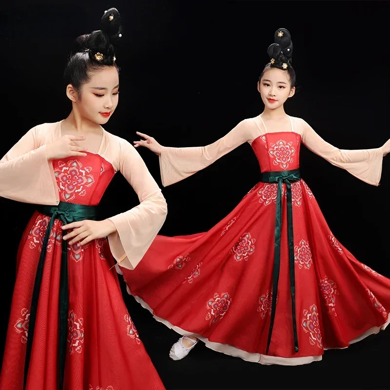 

Children Classical Dance Costumes Tang Dynasty Hanfu Ancient Chinese Costume Red Oriental Dance Professional Performance Clothes