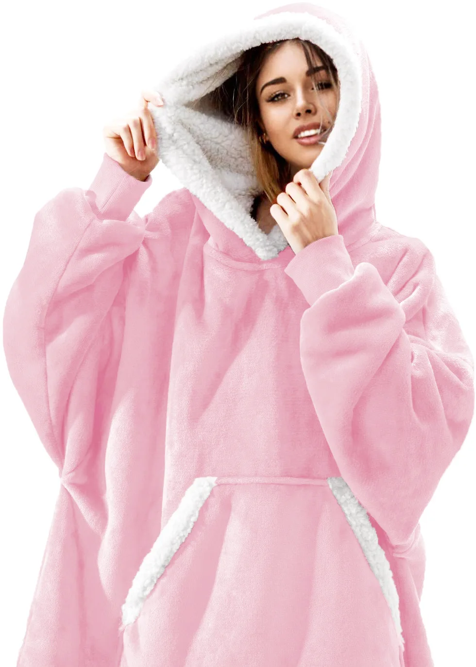 Hooded Nightgown Women Men Lamb Fleece Sweater TV Blanket Lazy Blanket Warm Fleece Weighted Blankets Travel Home