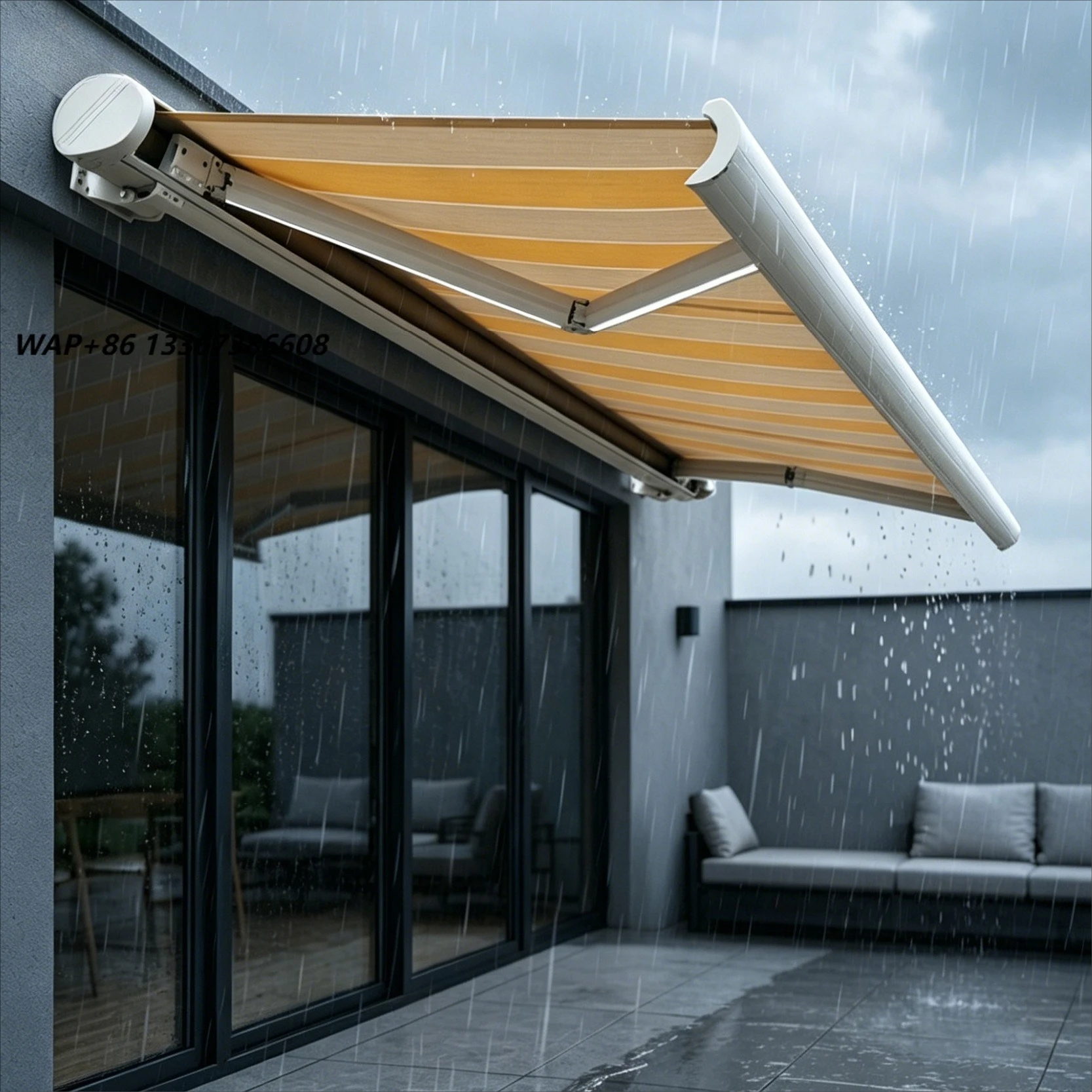 Wholesale Smart Home Electric Retractable Awning With Weather Sensor LED Light Aluminum Alloy Frame  Custom Logo