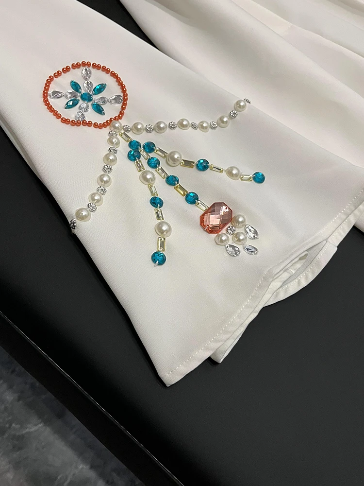 

Heavy Embellied Diamond Batwing Sve Jumpsuit Star Faion Embroidery High Waist Long Pants Commute Sle Winter Collection